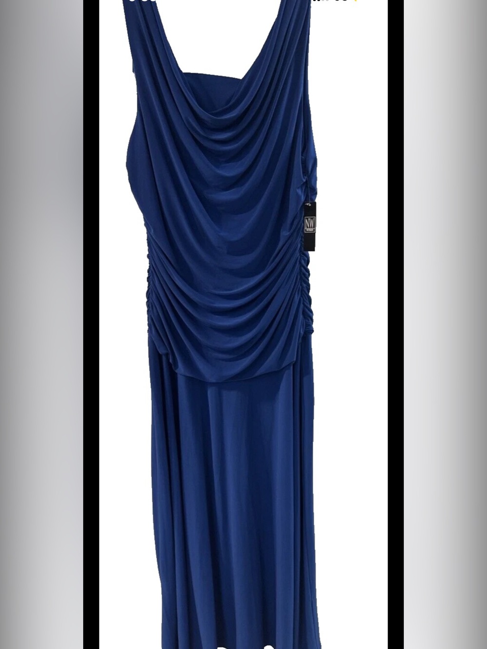 New Women Navy Blue Draped Maxi Dress 16W